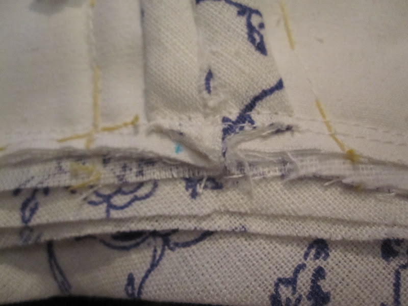 Seam allowances cut back Seam allowances cut back