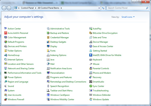 Giấu bớt những thành phần Control Panel trong Windows 7 - thuthuat.easyvn.net Giấu bớt những thành phần Control Panel trong Windows 7