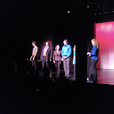 Ben, Kasey, Laura, Dave, Millie and Lisa greet the audience.