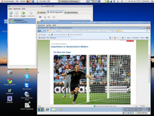 Windows 7 mit VirtualBox unter Linux
