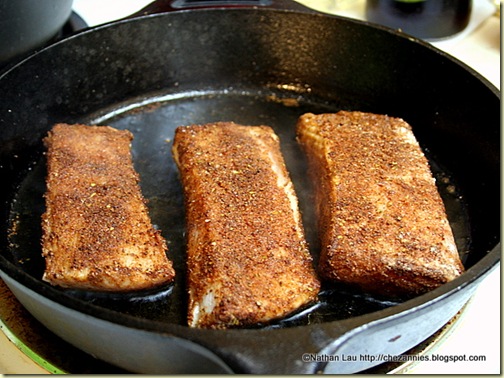  Old Bay Blackened Halibut in Cast Iron Skillet