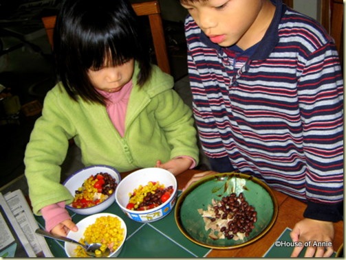 Daniel and Esther assembling Turkey Tortilla Soup