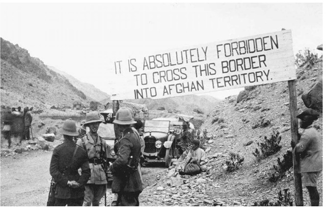 Khyber Pass Border Crossing. British soldiers stand guard at the Khyber Pass, which connects present-day Pakistan with Afghanistan, during the third Anglo-Afghan War in 1919. 