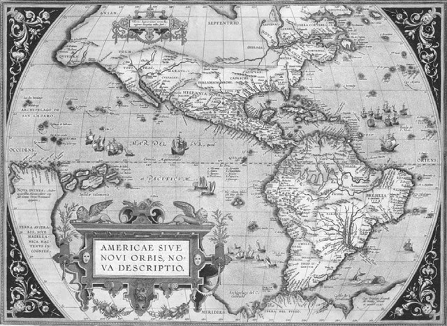 Ortelius's Map of the New World. This early map of North and South America, by the Flemish mapmaker Abraham Ortelius, was first published in the atlas Theatrum orbis terrarum (Theater of the World) in 1570. 