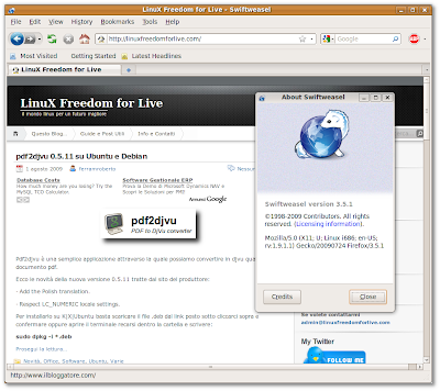 Swiftweasel 3.5.1 su Ubuntu 9.04 Jaunty