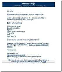 Tranferencia do mercado livre para conta no banco