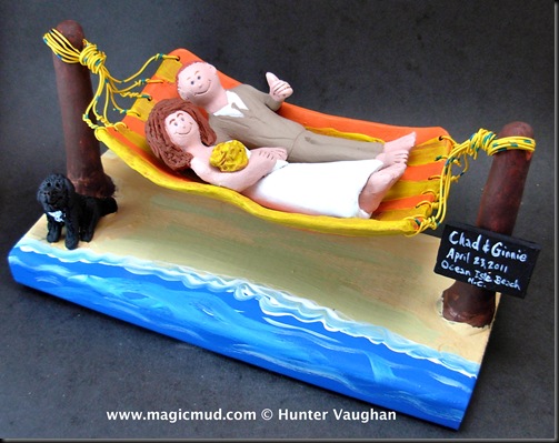 Bride and Groom in Hammock Wedding Cake Topper