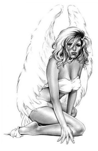 Black and Grey Tattoo: Angel Tattoo Designs