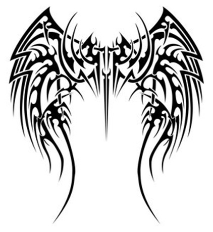 cross with wings tattoos. tribal angel wings tattoos