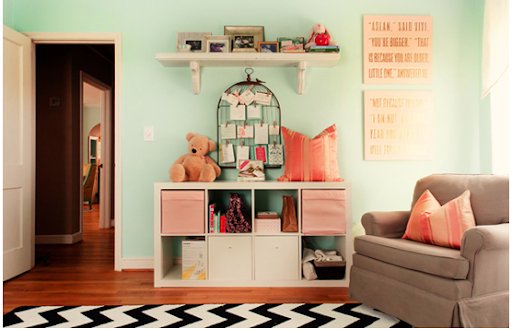 coral and turquoise nursery