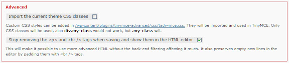  &ndash; TinyMCE Advanced의 Advanced Option