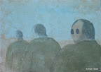 174 - Les Trois Fils - 2007<br />
50 x 70 - Sable et aquarelle sur toile