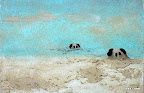 184 - L'accostage - 2007<br />
41 x 27 - Aquarelle sur sable sur toile