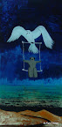 209 - Flying Freedom - 2008<br />
31 x 61 - Acrylique, sable, or sur résine précieuse