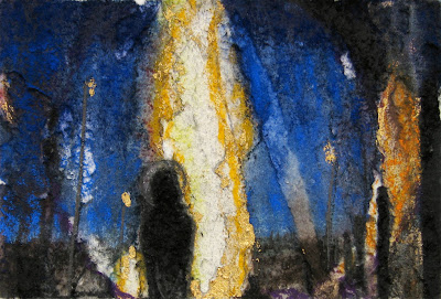 "Peter Bruis," 2006, raw pigment, pastel, and gold leaf on paper, 4.5"x6.5"