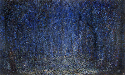 "The Clearing," 2001, oil and gold leaf on panel, 18"x30"