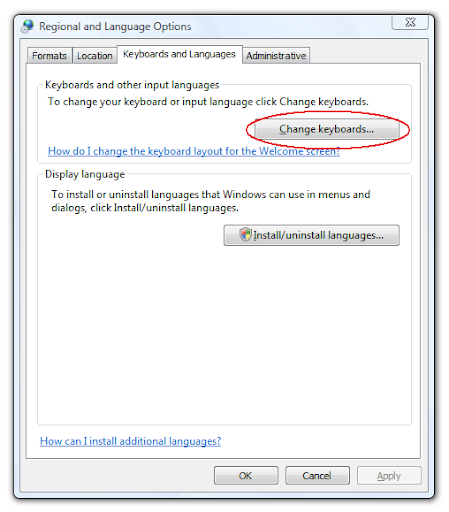 Windows Vista Language Options