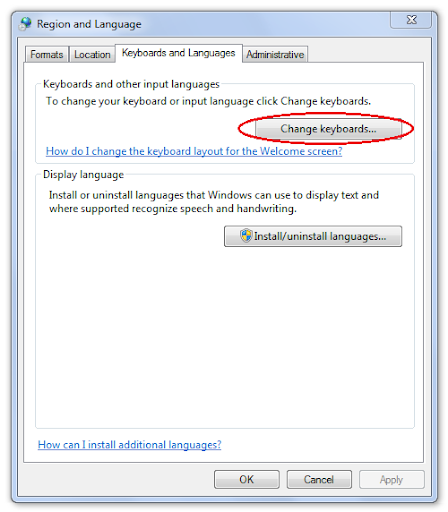 Windows 7 Language Options