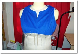 Front view of bodice attached to lining
