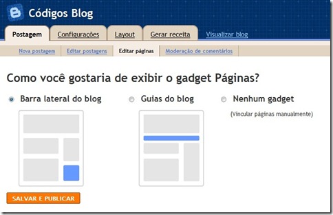 como colocar pagina estaticas blogger