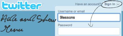 Twitter like Login with Jquery and CSS.
