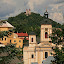 Banska Stiavnica (Slovakia). Kalvaria in the background.