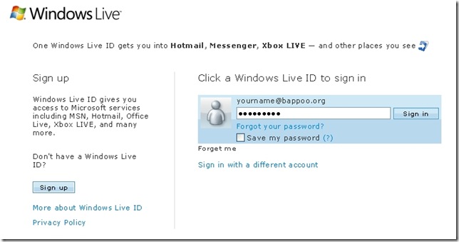 live id sign in