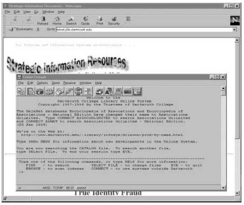 A Web browser, such as Netscape Navigator, can be configured to automatically start a Telnet client, such as InterSoft International's NetTerm. 