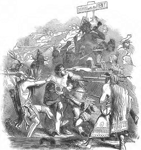 The Anti-Rent War in New York State. Cartoon depicting an attack on the sheriff of Albany. 