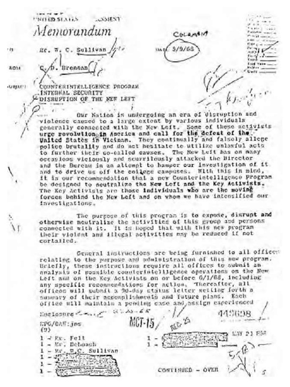 Memo from C. D. Brennan to W. C. Sullivan, 9 May 1968. 