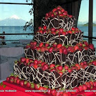 Nº151: Láminas de chocolate semiamargo y frutillas naturales. Montaje piso sobre piso.