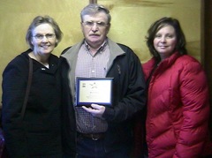 Ron Pope joined by Pam Pope and Hollie Bryant for Community Hero award from 3-4-10