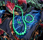 Inara - Jade necklace, earrings & bracelet w/ velvet wrap