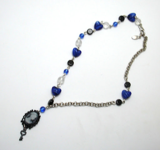 Post Thumbnail of Necklace - Blue Hearts and Cameo
