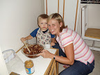 Making dairy and nut free Muddy Buddies (yes, there was a lot of substituting!)