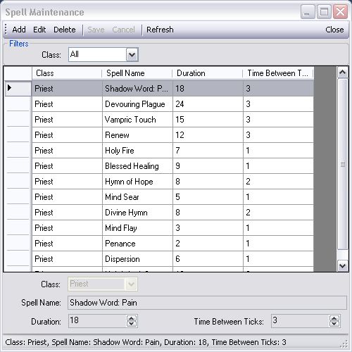 Spell Edit Screen Spell Edit Screen
