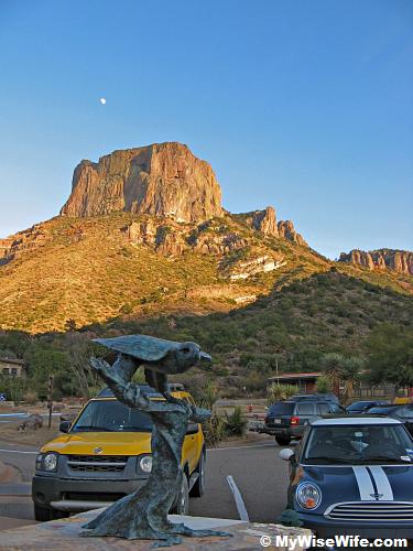 Spotted the moon? The white spot above the peak Spotted the moon? The white spot above the peak