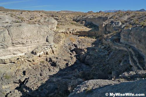 The power of water created layered rocks on canyon wall 