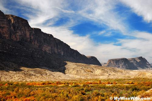 North wall of Santa Elena and mesa (flat mountains)