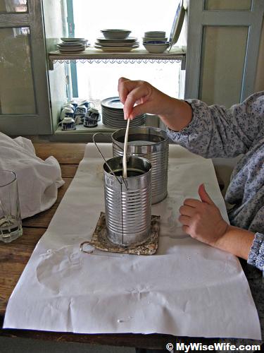 Candle making - a candle takes only a few minutes