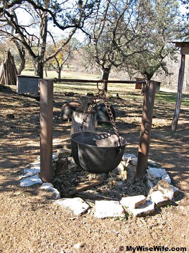 Metal pot is used to cook food for livestocks