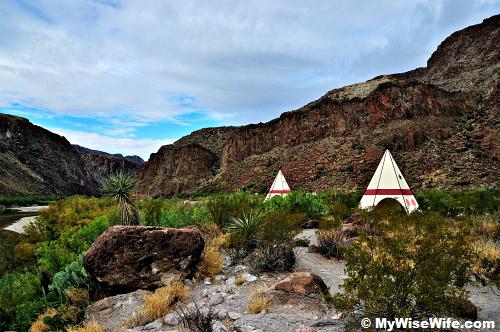 Tee Pee Rest Area viewed from Rio Grande Tee Pee Rest Area viewed from Rio Grande