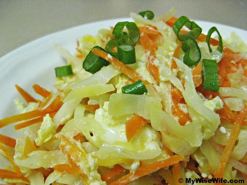 Stir-fried carrot, yellow onion, cabbage and egg Stir-fried carrot, yellow onion, cabbage and egg