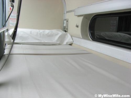 Upper Berth - a clean comfortable bed to rest Upper Berth - a clean comfortable bed to rest