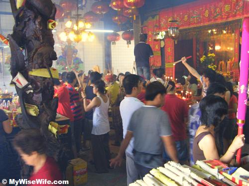 Main worship hall - smoky and crowded Main worship hall - smoky and crowded
