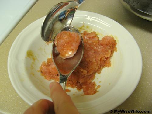 I usually use 2 spoons to make into balls