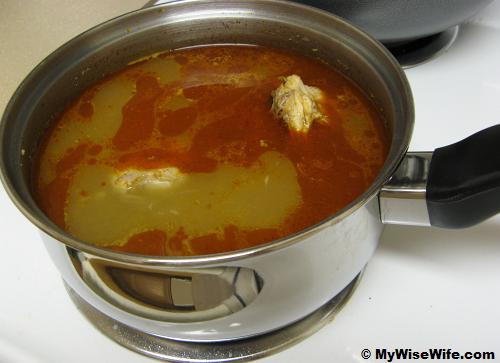 Tomyam paste in saucepan Tomyam paste in saucepan