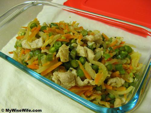 Stir fried jicama, carrot and french bean - ready for serving