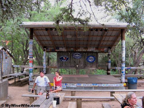 Performing stage behind the general store Performing stage behind the general store