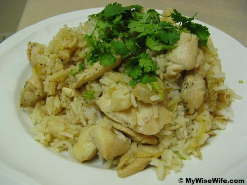 Traditional Chicken Rice - garnish with cilantro Traditional Chicken Rice - garnish with cilantro